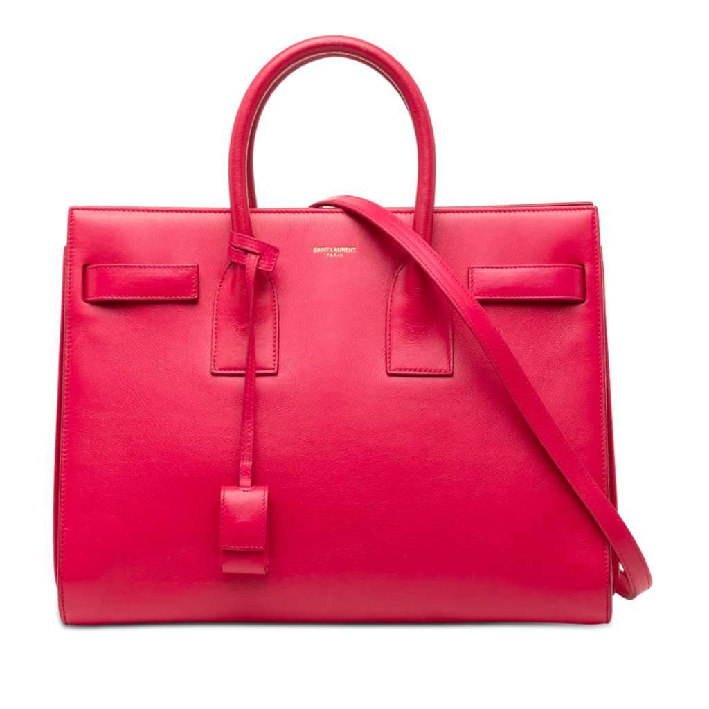 Saint Laurent Small Leather Sac De Jour Satchel Pink Leather Very good - Front View