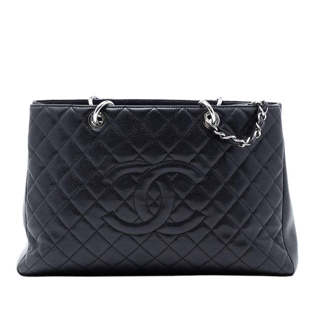 Chanel Caviar Grand Shopping Tote XL Black Leather Very good condition - Front View