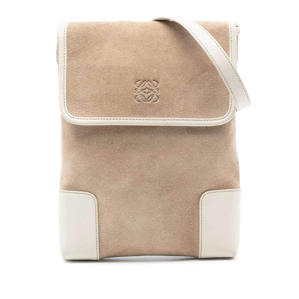 Loewe Suede Anagram Crossbody Brown Leather Very good - Front View