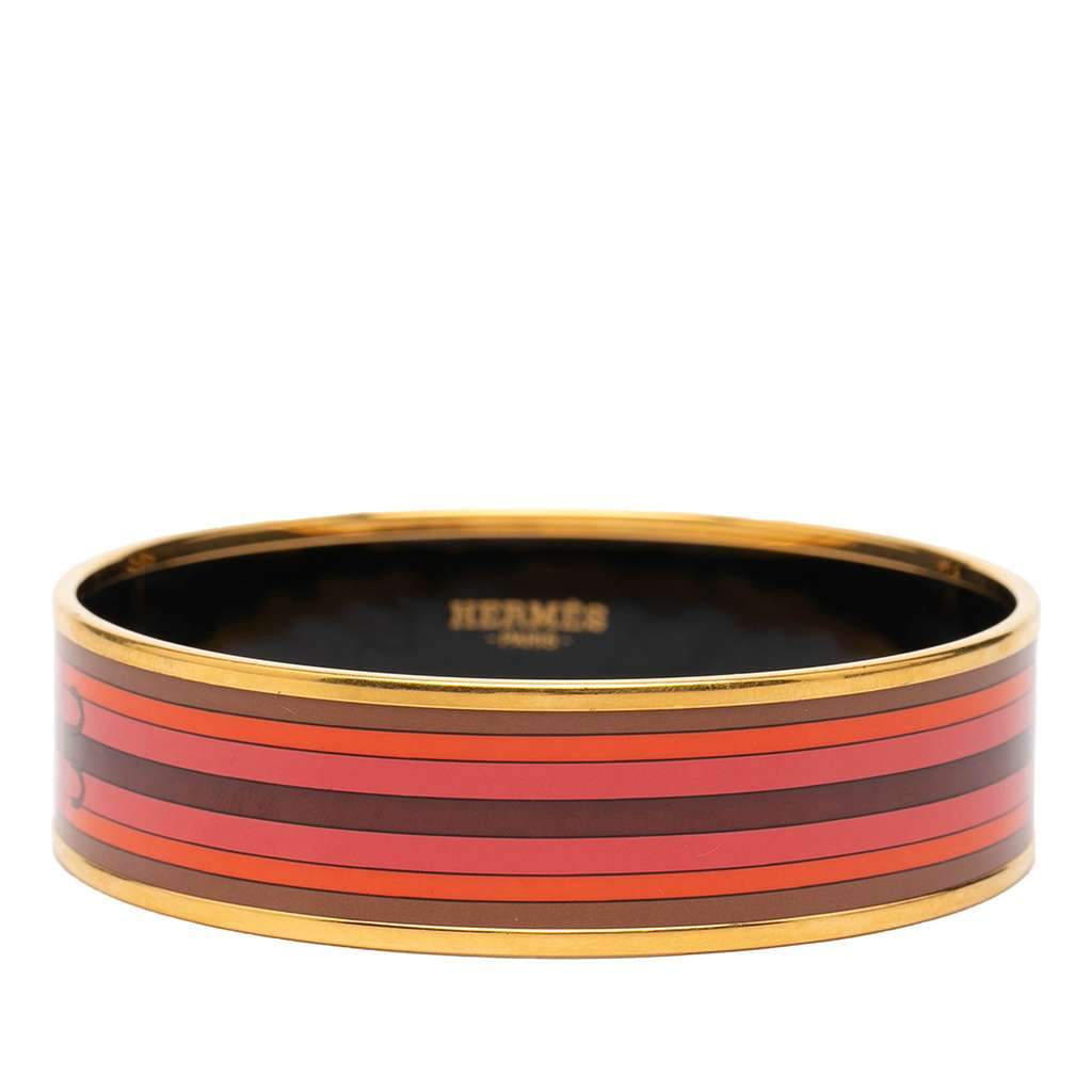 Hermès Wide Printed Enamel Bangle 65 Brown Very good - Front View