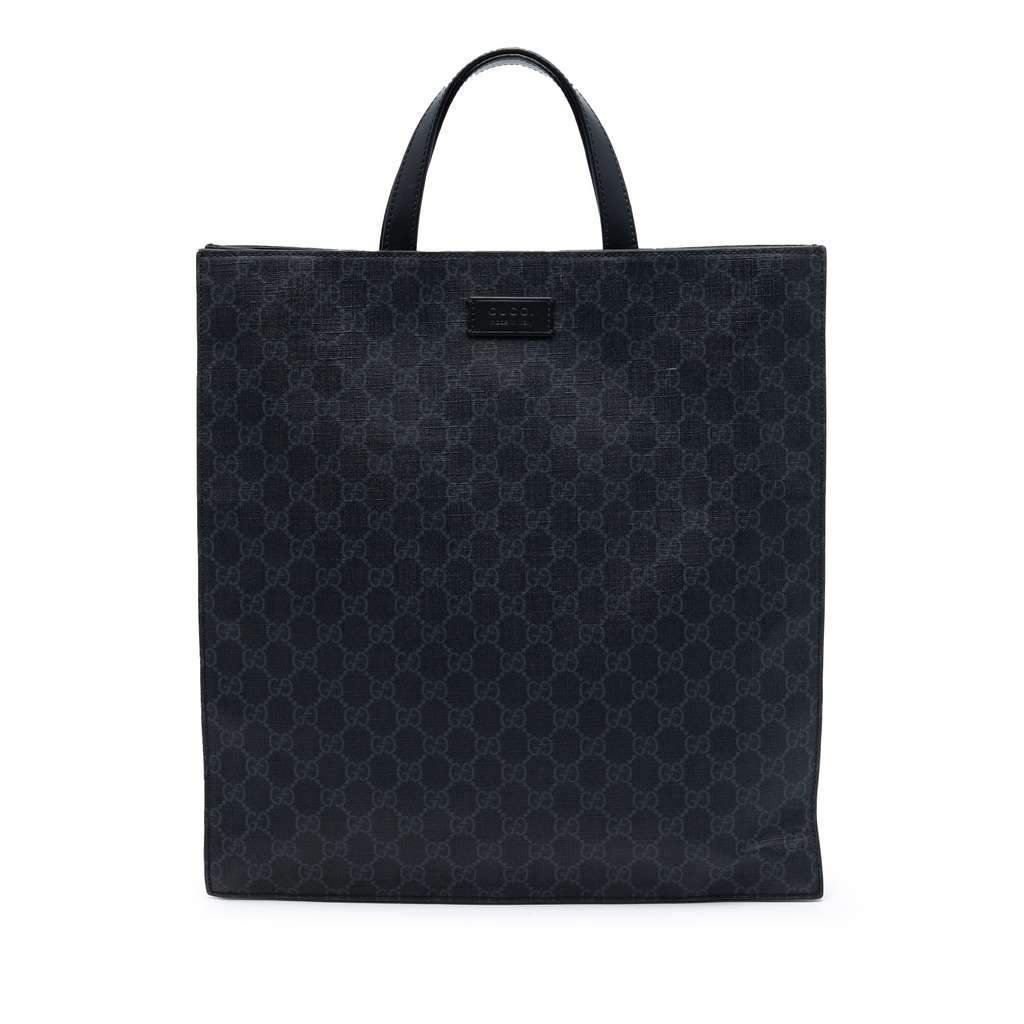 Gucci GG Supreme Convertible Soft Tote Black Canvas Very good condition - Front View