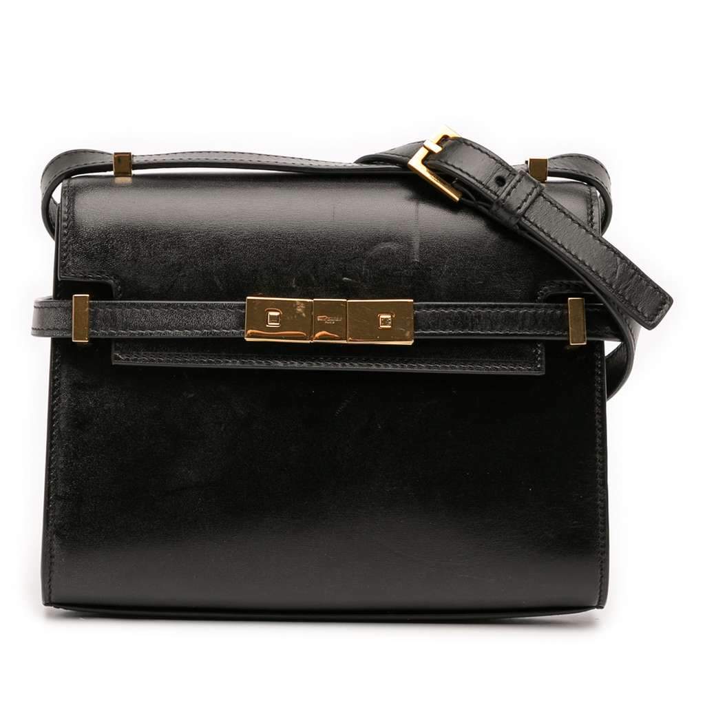 Saint Laurent Mini Box Calfskin Manhattan Shoulder Bag Black Leather Very good - Front View