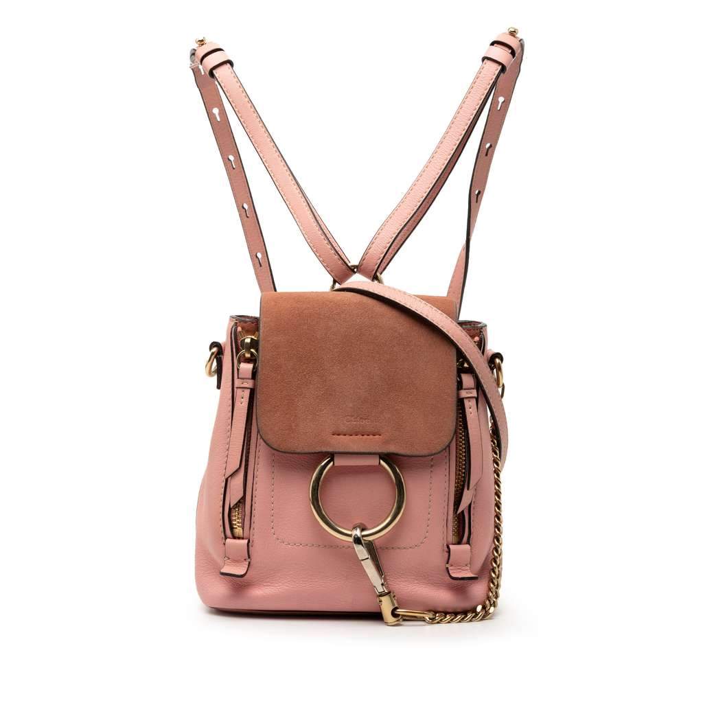 faye backpack mini Chloe Fae Leather Tonal stitching Chlo Mini Calfskin and Suede