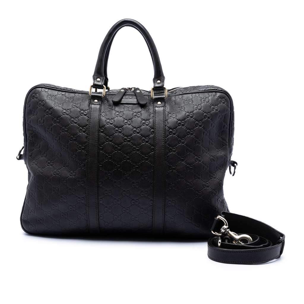 Gucci Guccissima Business Bag Brown Leather Good - Front View