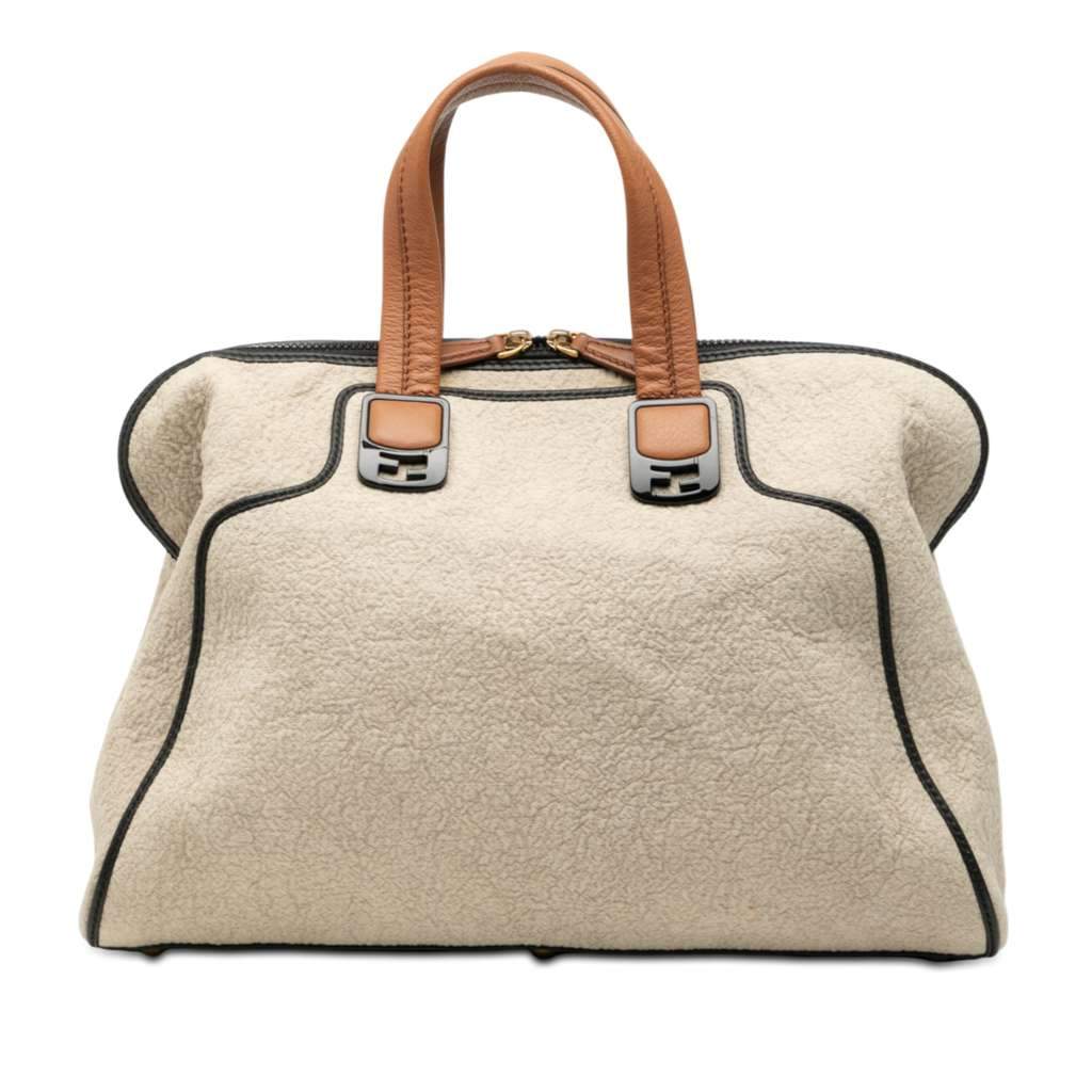 Fendi Large Canvas Chameleon Satchel Brown Canvas Very good - Front View