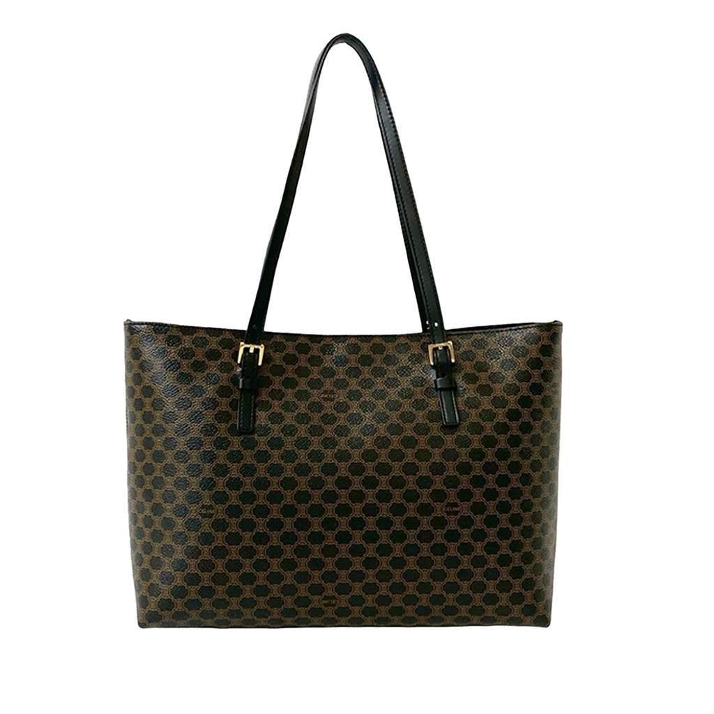 Celine Macadam Coated Canvas Tote Black Canvas Good - Front View
