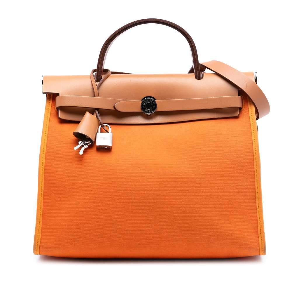 Hermès Toile Herbag Zip 31 Orange Canvas Very good condition - Front View