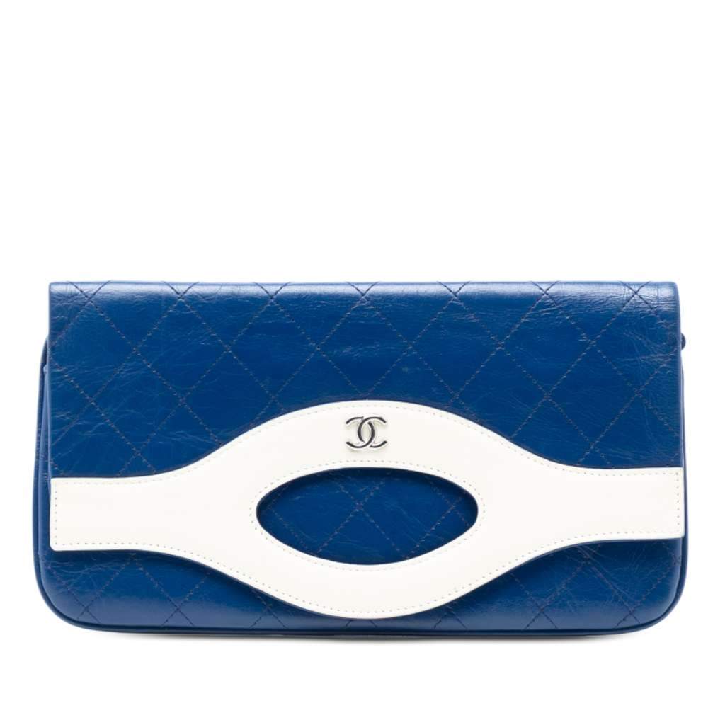 Chanel Small Bicolor Aged Calfskin 31 Clutch Blue Leather Very good condition - Front View