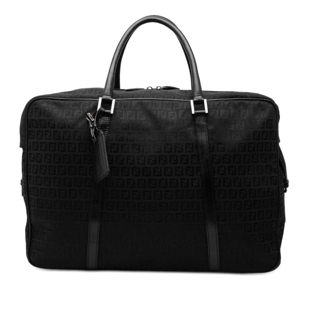 Fendi Zucchino Canvas Travel Bag Black Canvas Good - Front View