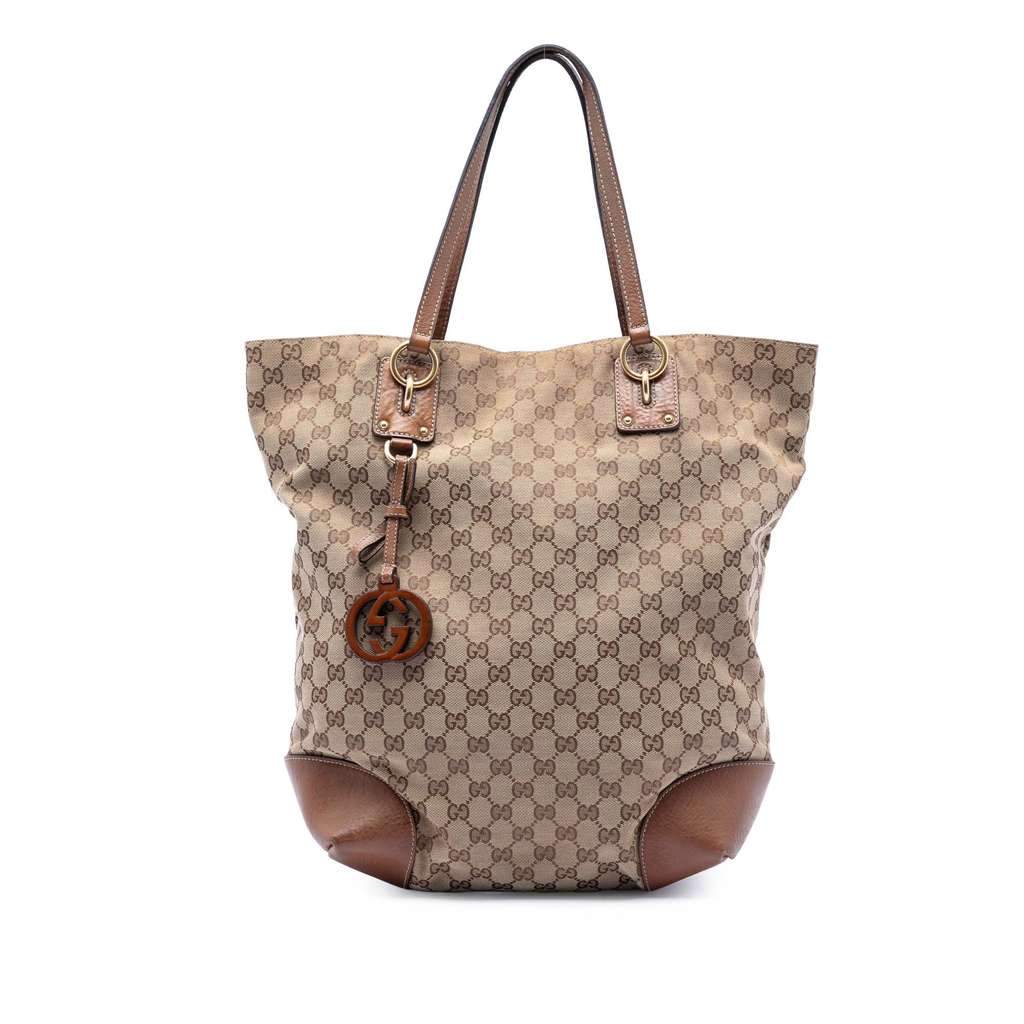 Gucci Large GG Canvas GG Charm Tote Brown Canvas Very good - Front View