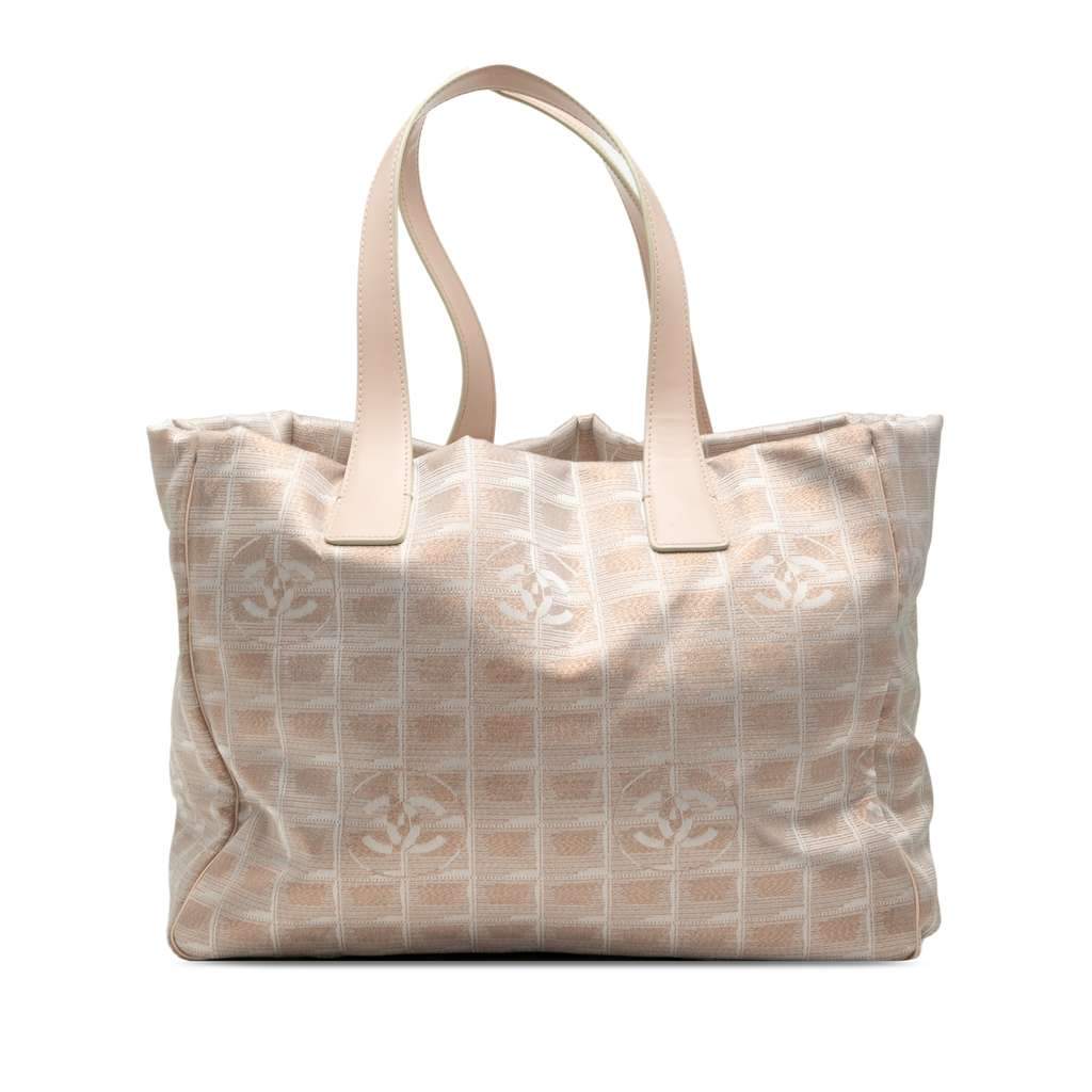 Chanel New Travel Line Nylon Tote Brown Good - Front View