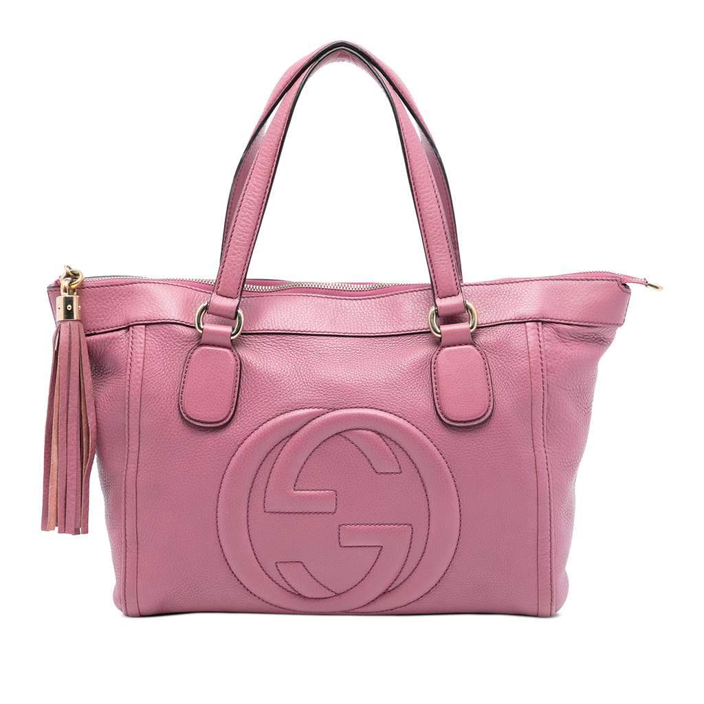 Gucci Small Leather Soho Working Tote Pink Leather Very good - Front View