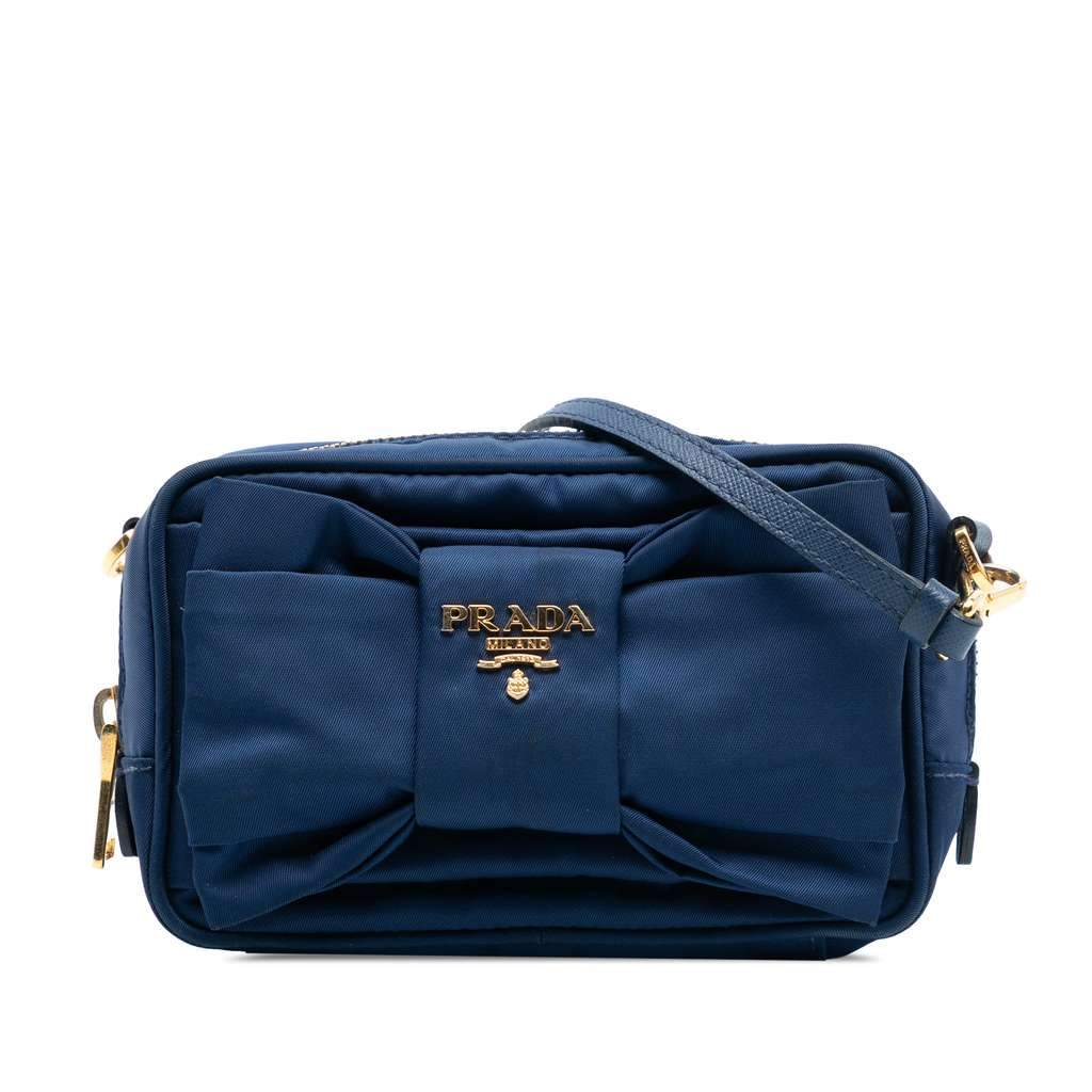 Prada Tessuto Fiocco Camera Bag Blue Very good condition - Front View