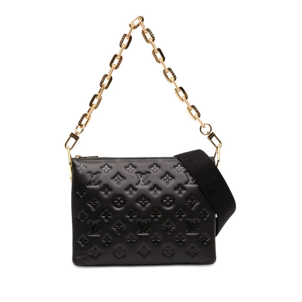 Louis Vuitton Monogram Embossed Puffy Lambskin Coussin PM Black Leather Very good - Front View