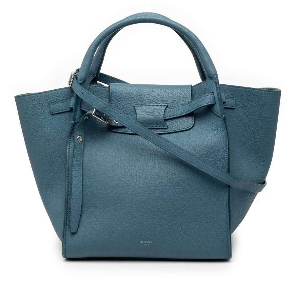 Celine Small Grained Calfskin Big Bag Blue Leather Very good - Front View