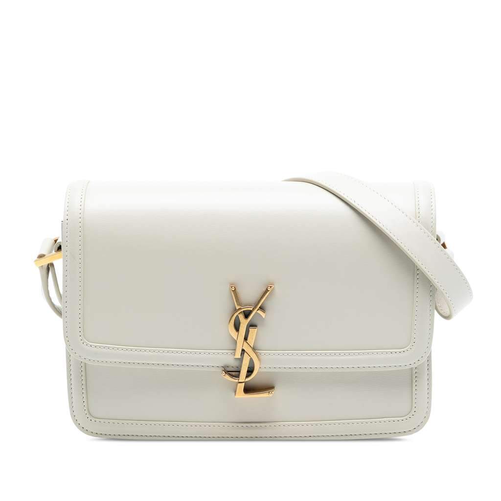Saint Laurent Medium Smooth Calfskin Solferino Satchel In Box White Leather Very good condition - Front View