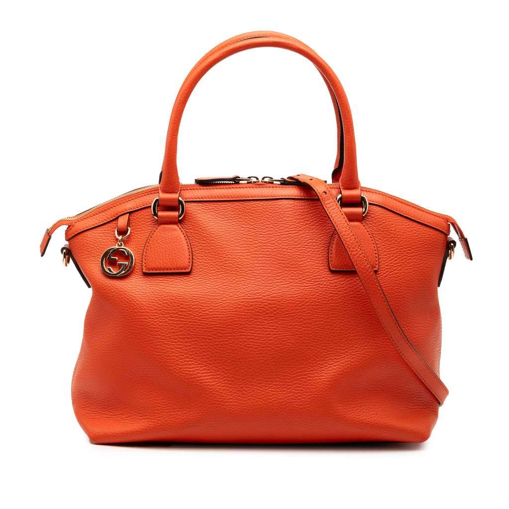 Gucci Medium Leather GG Charm Dome Satchel Orange Leather Very good - Front View