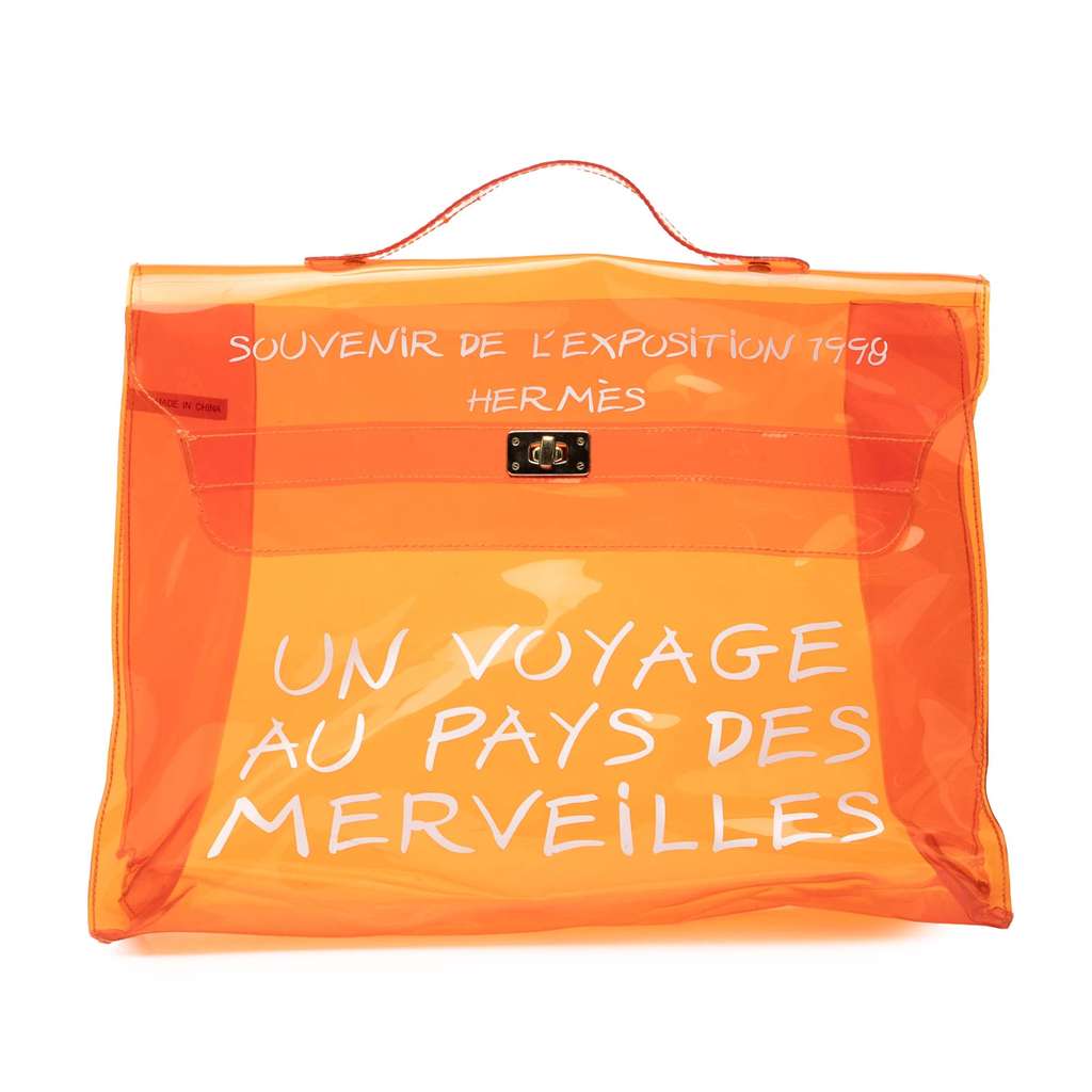Hermès Vinyl Souvenir De L Exposition Kelly Handbag Orange Very good condition - Front View