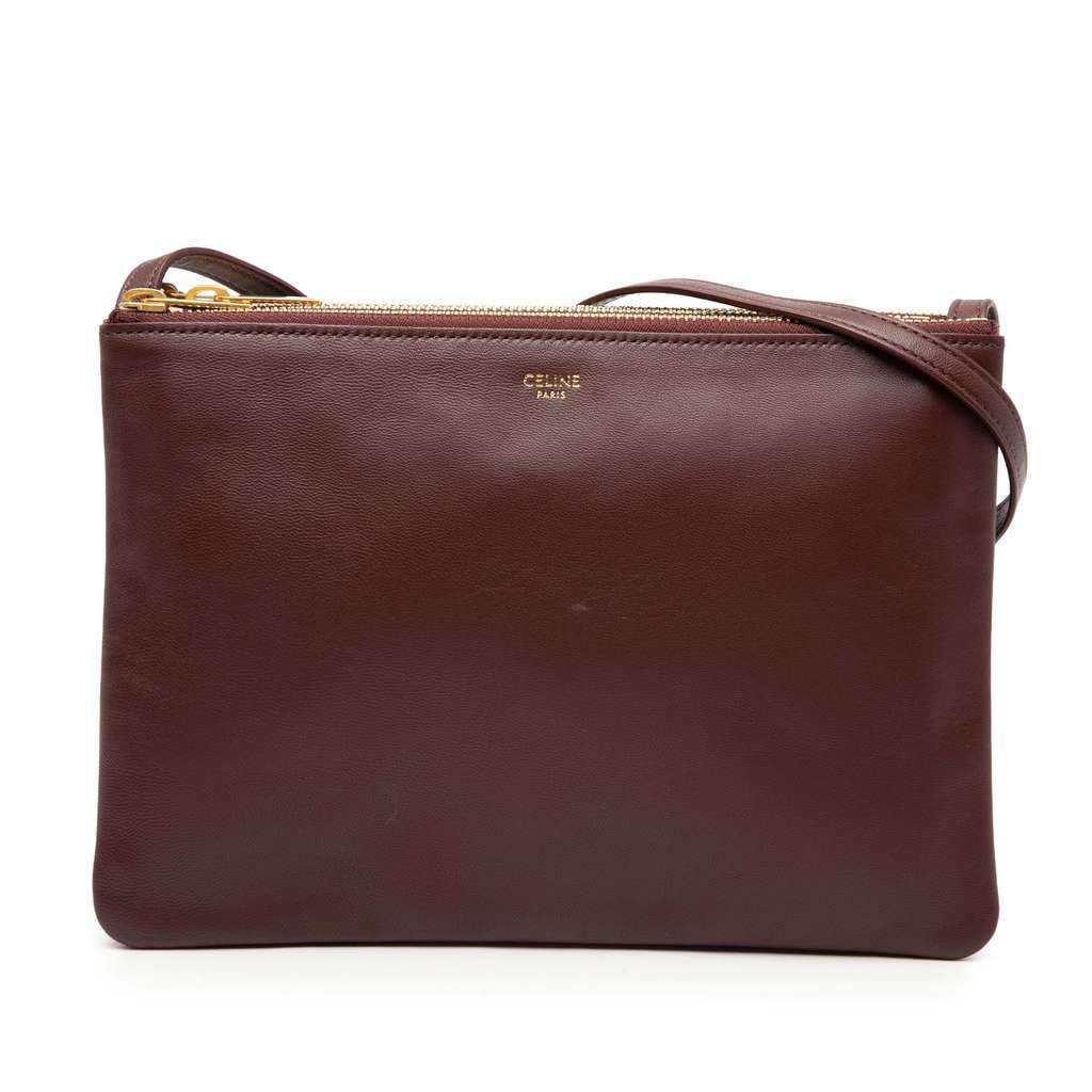 Celine Large Lambskin Trio Crossbody Red Leather Fair condition - Front View