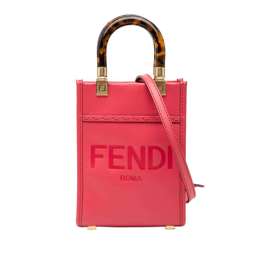 Fendi Mini Leather Sunshine Shopper Tote Pink Leather Very good - Front View