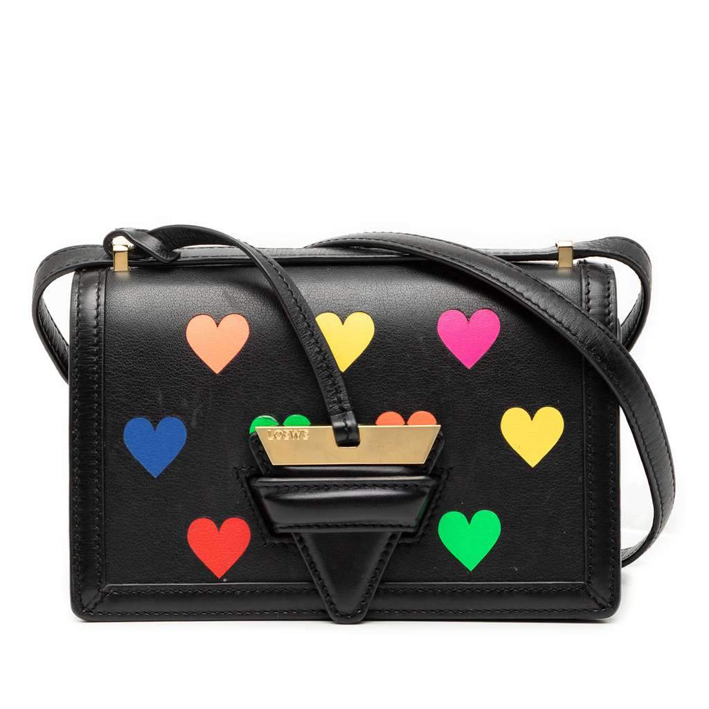 Loewe Small Leather Hearts Barcelona Crossbody Black Leather Very good - Front View