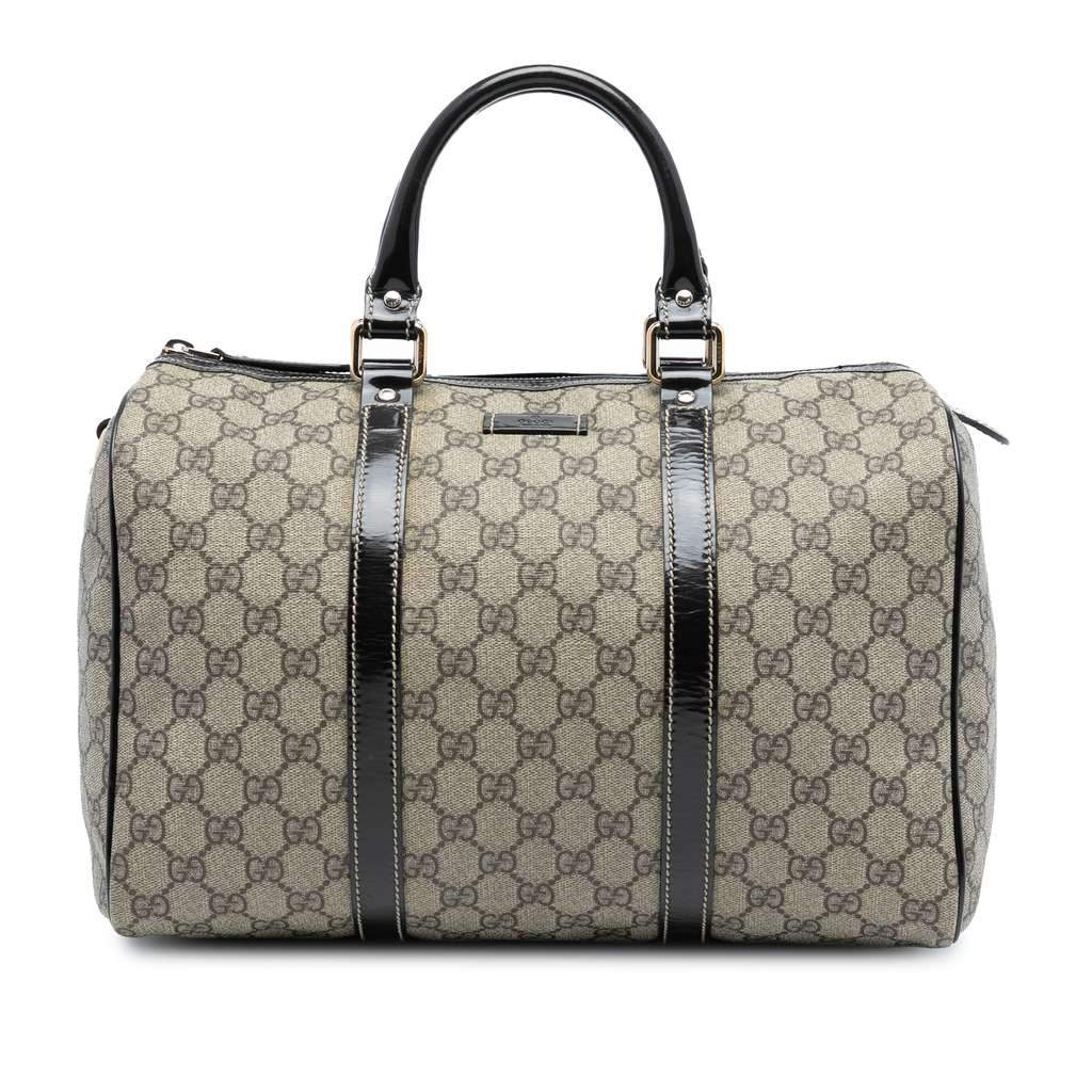 Gucci Medium GG Supreme Joy Boston Bag Brown Canvas Good - Front View