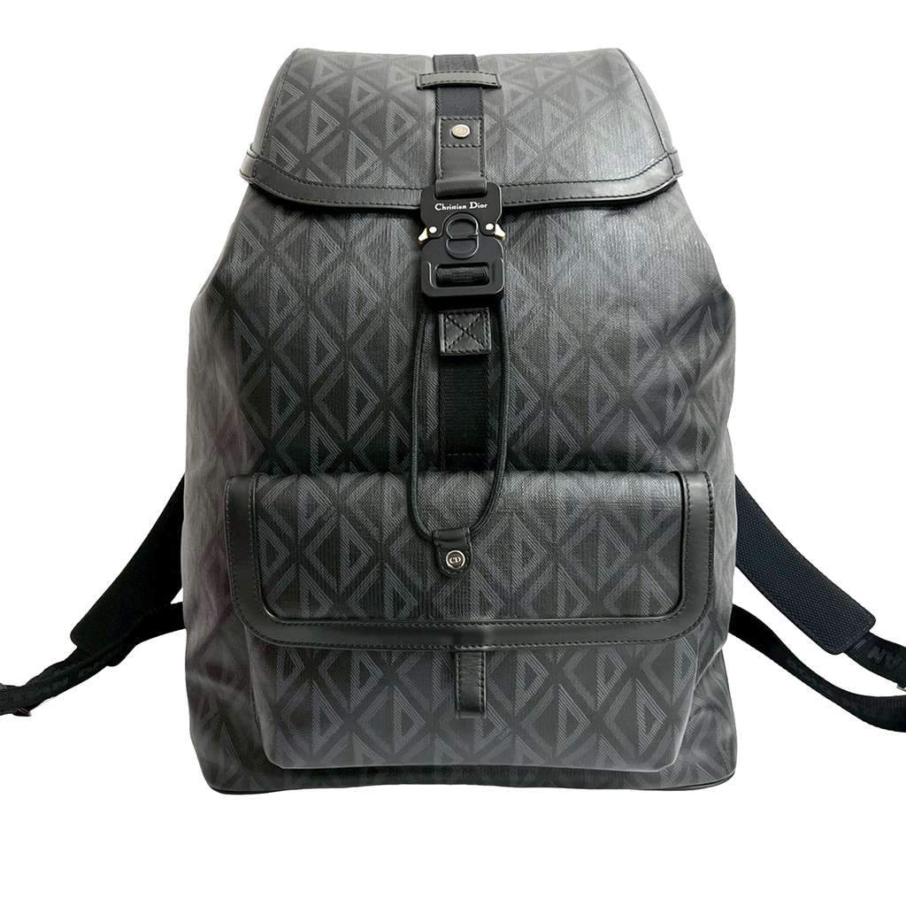 Dior CD Diamond Coated Canvas Hit the Road Backpack Black Canvas Very good condition - Front View