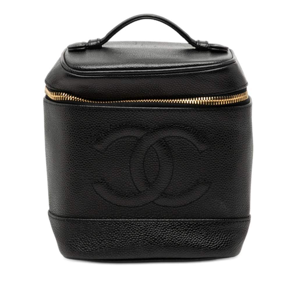 Chanel CC Caviar Vanity Bag Black Leather Very good condition - Front View