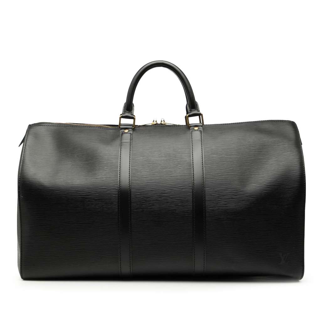 Louis Vuitton Epi Keepall 50 Black Leather Good - Front View