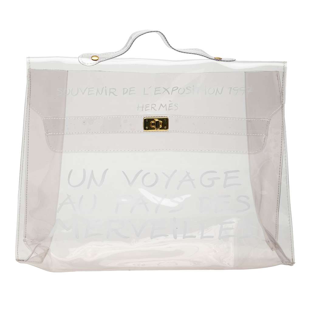 Hermès Vinyl Souvenir De L Exposition Kelly Handbag White Very good condition - Front View