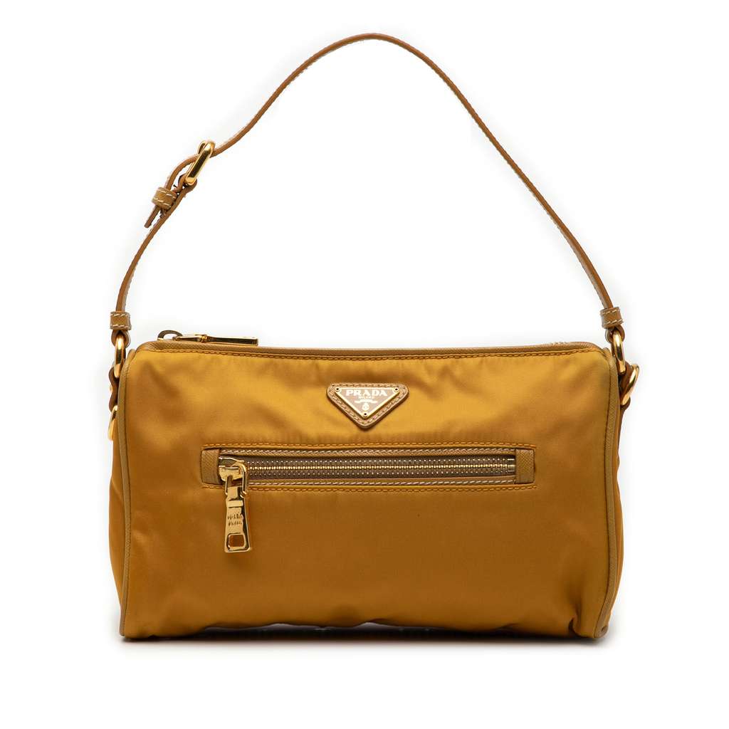 Prada Saffiano Trimmed Tessuto Handbag Yellow Canvas Very good condition - Front View