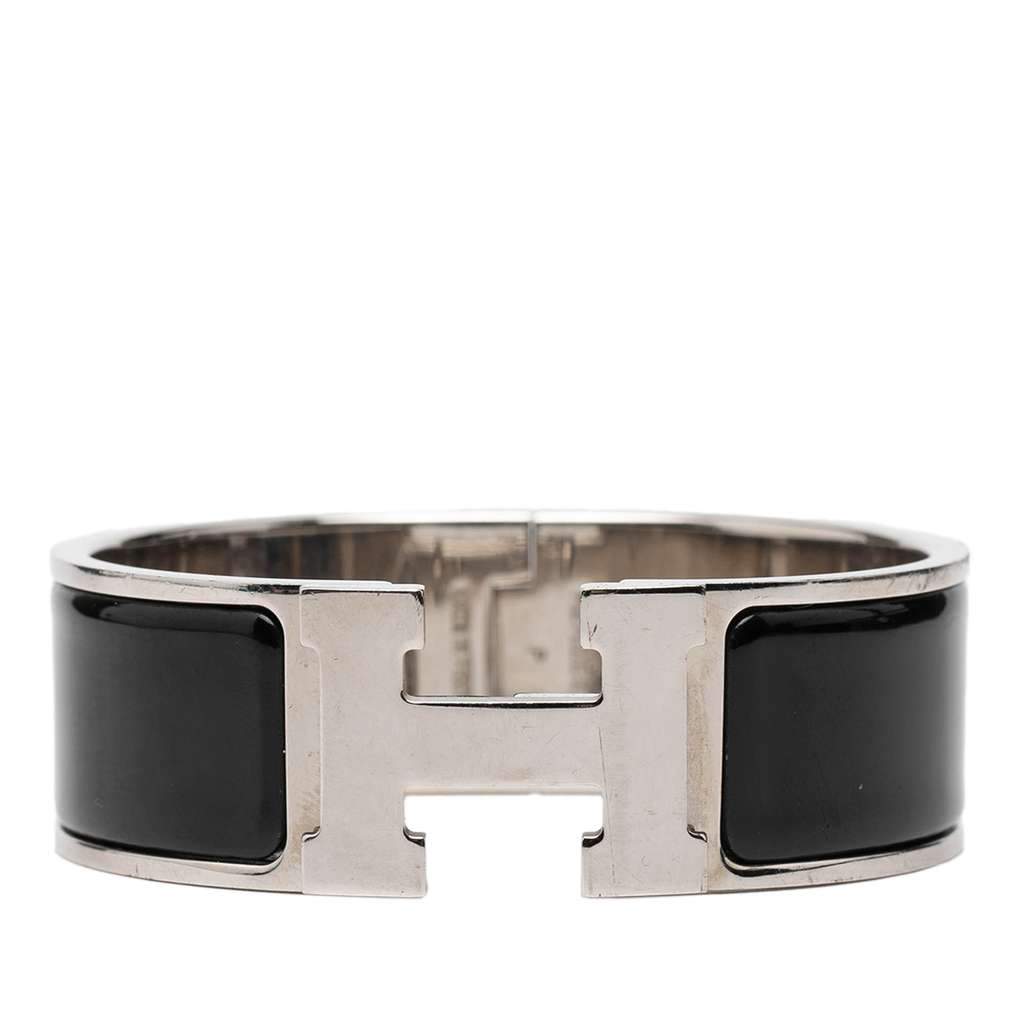 Hermès Wide Enamel Clic Clac H Bracelet PM Black Very good condition - Front View