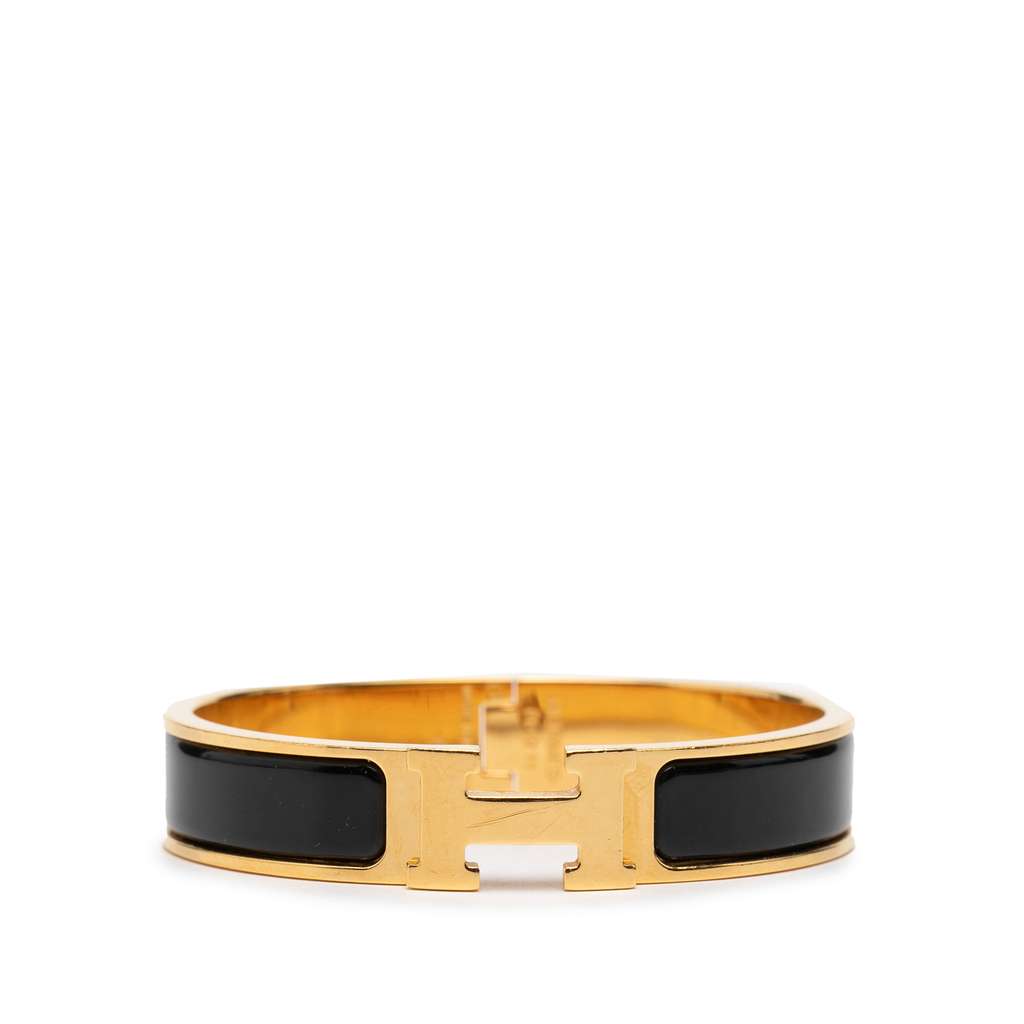 Hermès Narrow Enamel Clic H Bracelet PM Black Very good condition - Front View