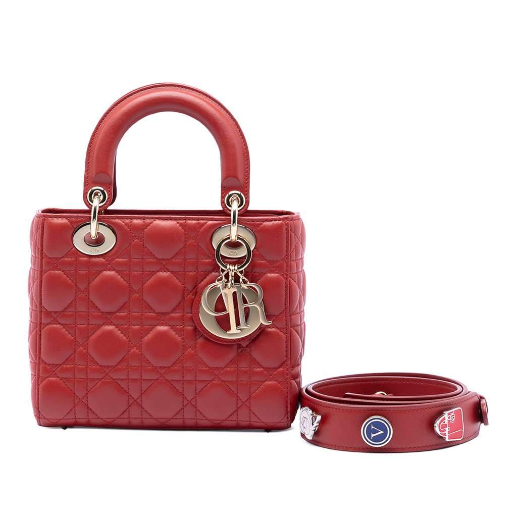 Dior Small Lambskin Cannage My ABCDior Lady Dior Red Leather Very good - Front View
