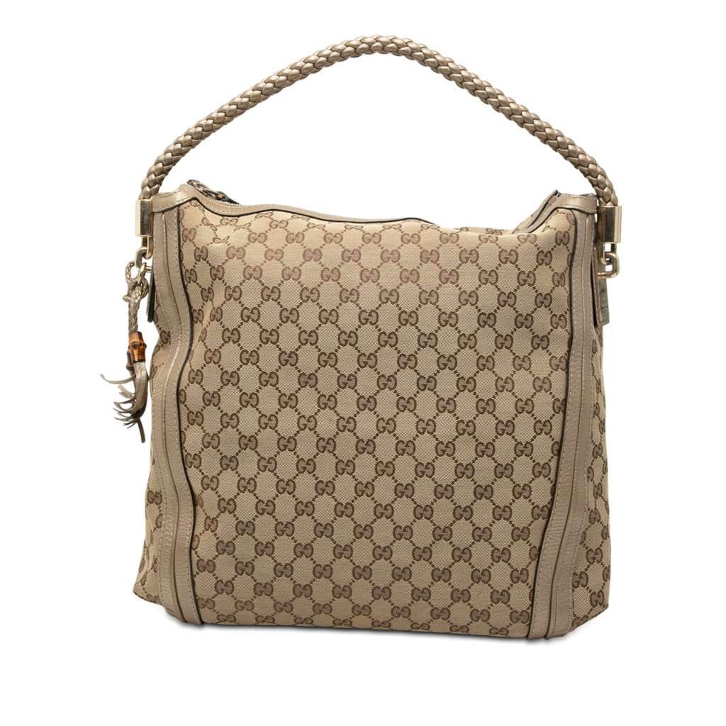 Gucci Large GG Canvas Bella Shoulder Bag Brown Canvas Very good condition - Front View