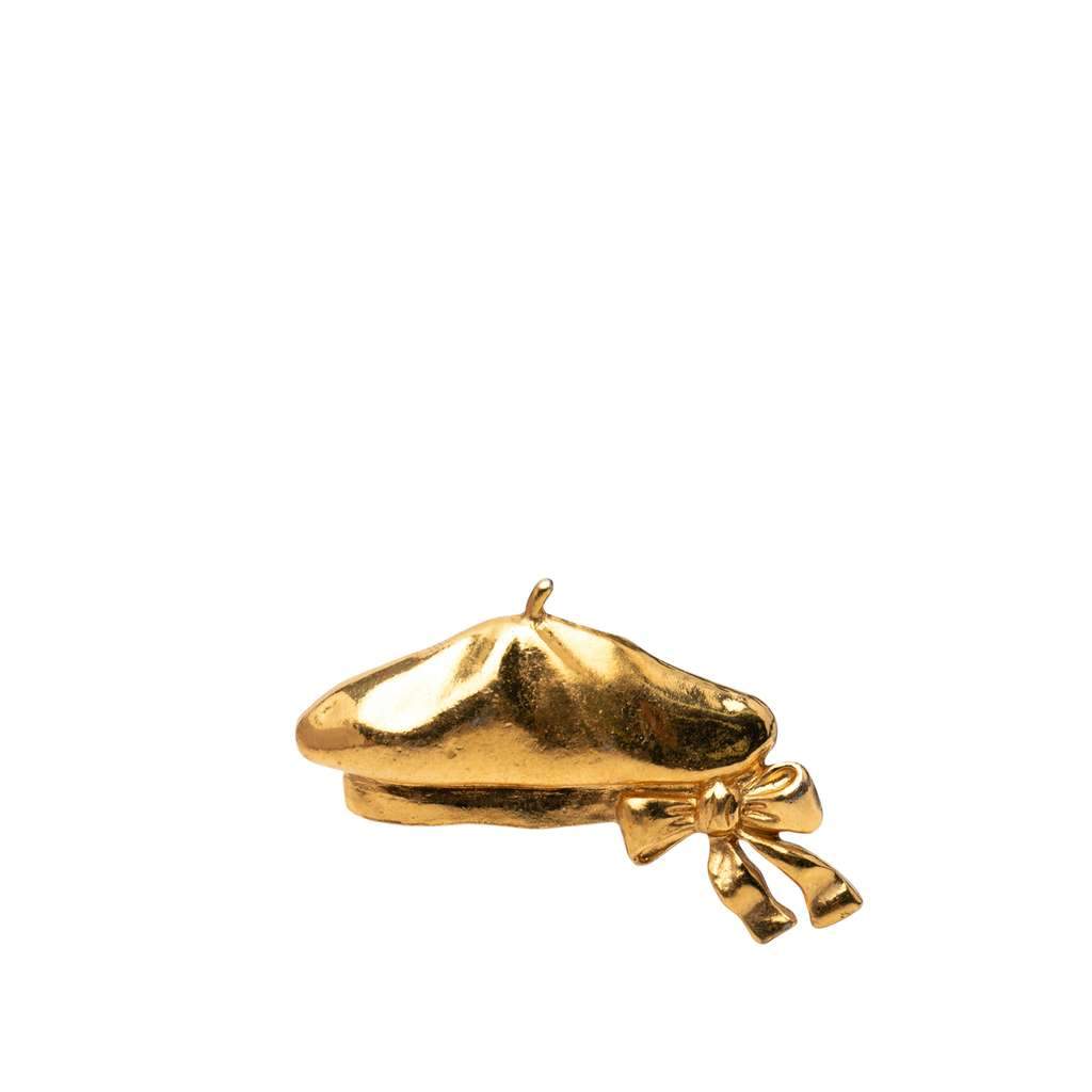 Chanel Gold Plated Beret Hat Brooch Gold Metal Very good - Front View