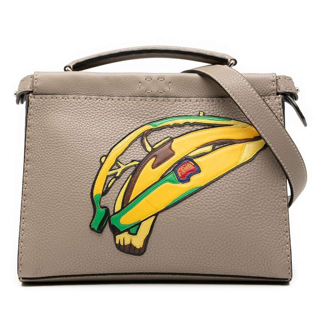 Fendi Sue Tilley Mini Calfskin Romano Selleria Banana Peekaboo Iconic Fit Satchel Brown Leather Very good - Front View