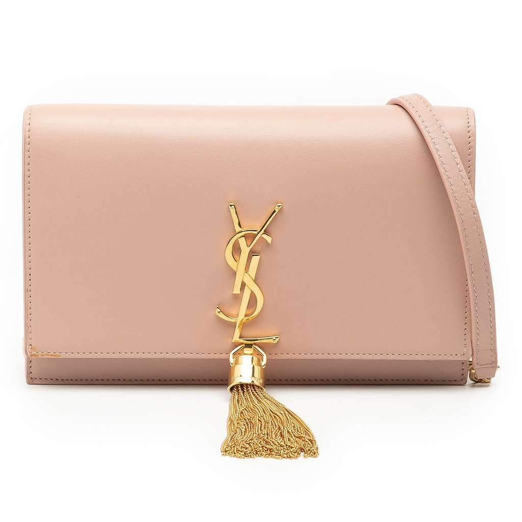 Saint Laurent Smooth Calfskin Monogram Kate Tassel Wallet on Chain Pink Leather Very good - Front View