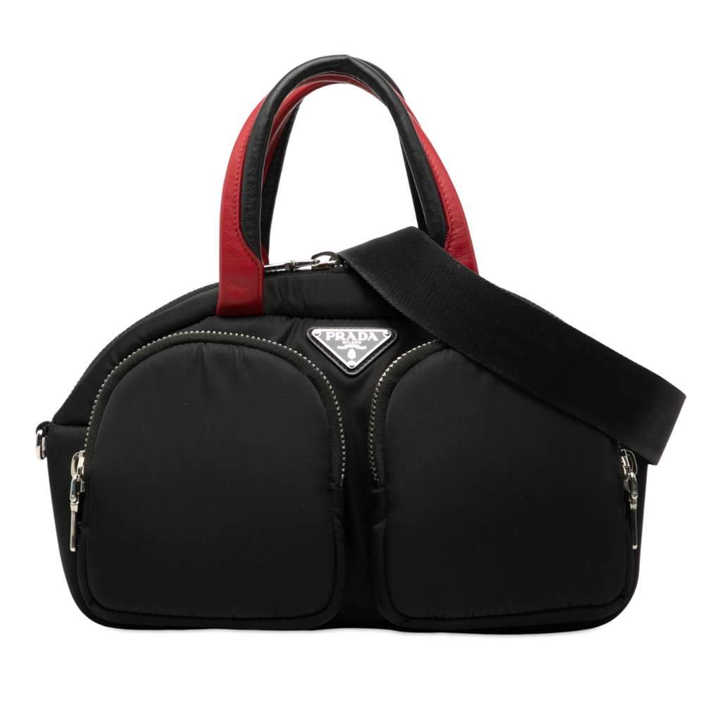 Prada Tessuto Pocket Top Handle Cargo Bag Black Very good - Front View