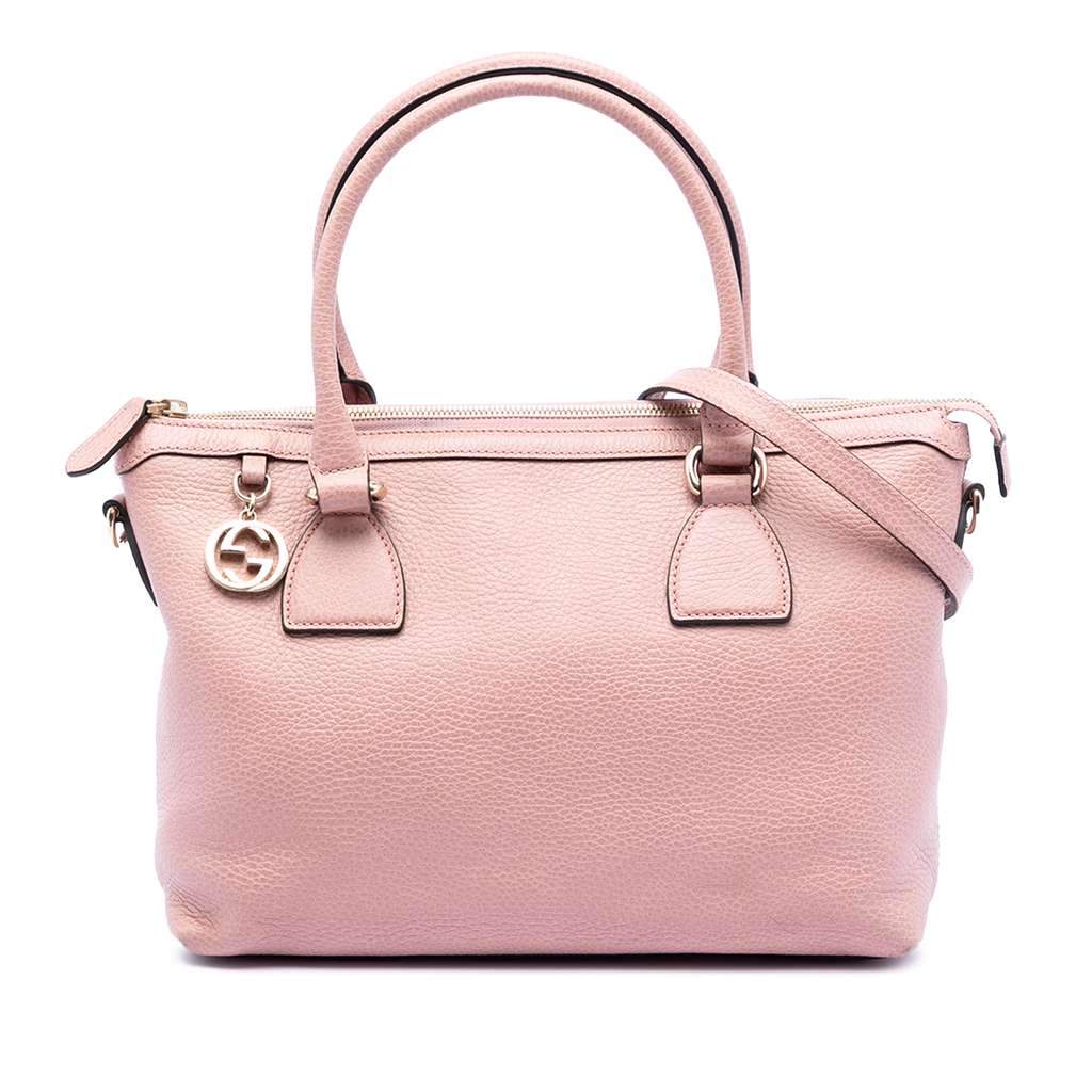 Gucci Dollar Calfskin GG Charm Satchel Pink Leather Very good - Front View