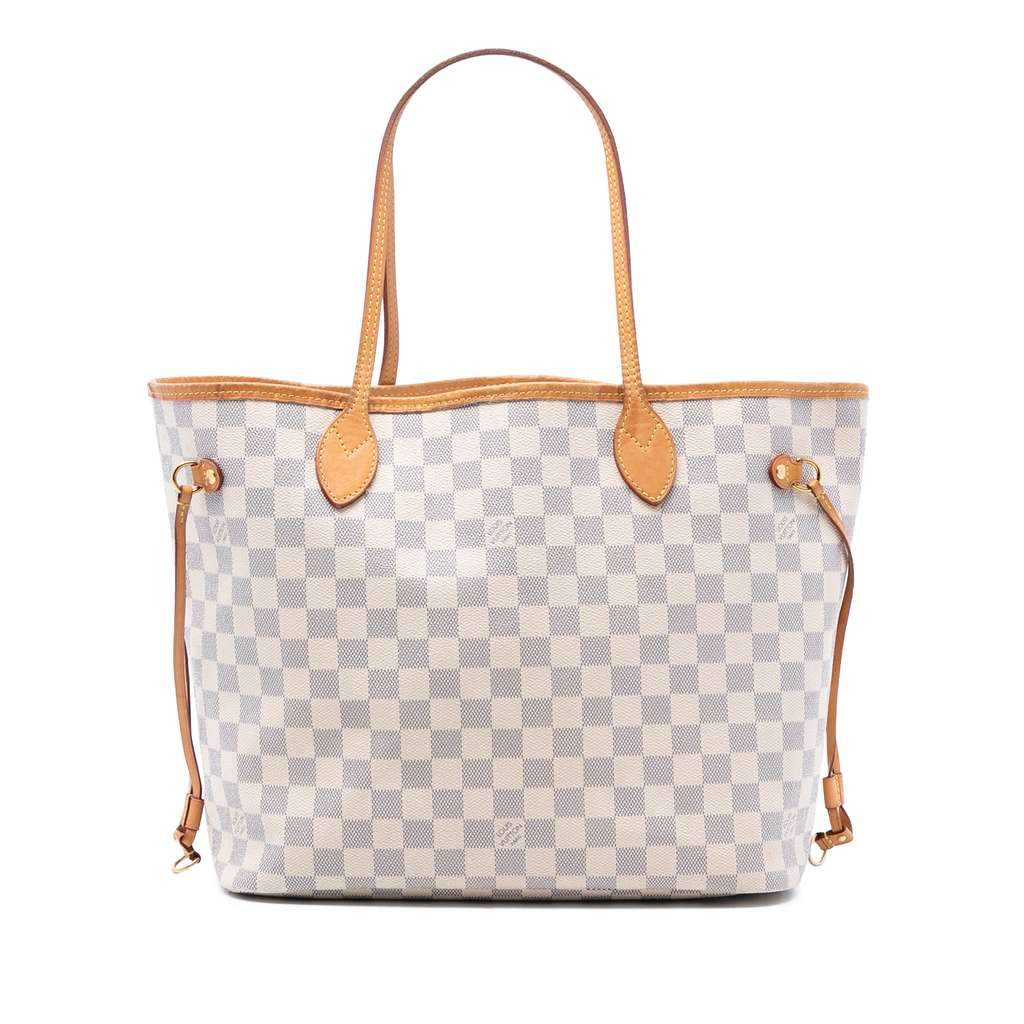 Louis Vuitton Damier Azur Neverfull MM White Very good - Front View