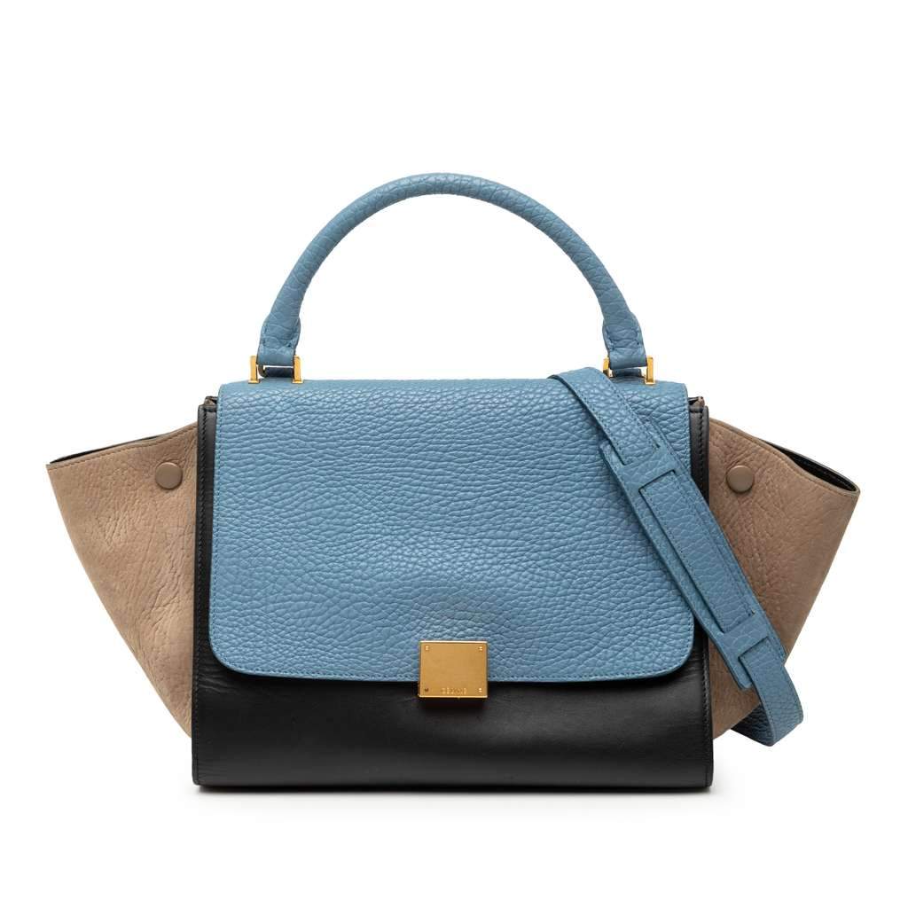 Celine Small Tricolor Leather Trapeze Satchel Black Leather Very good condition - Front View