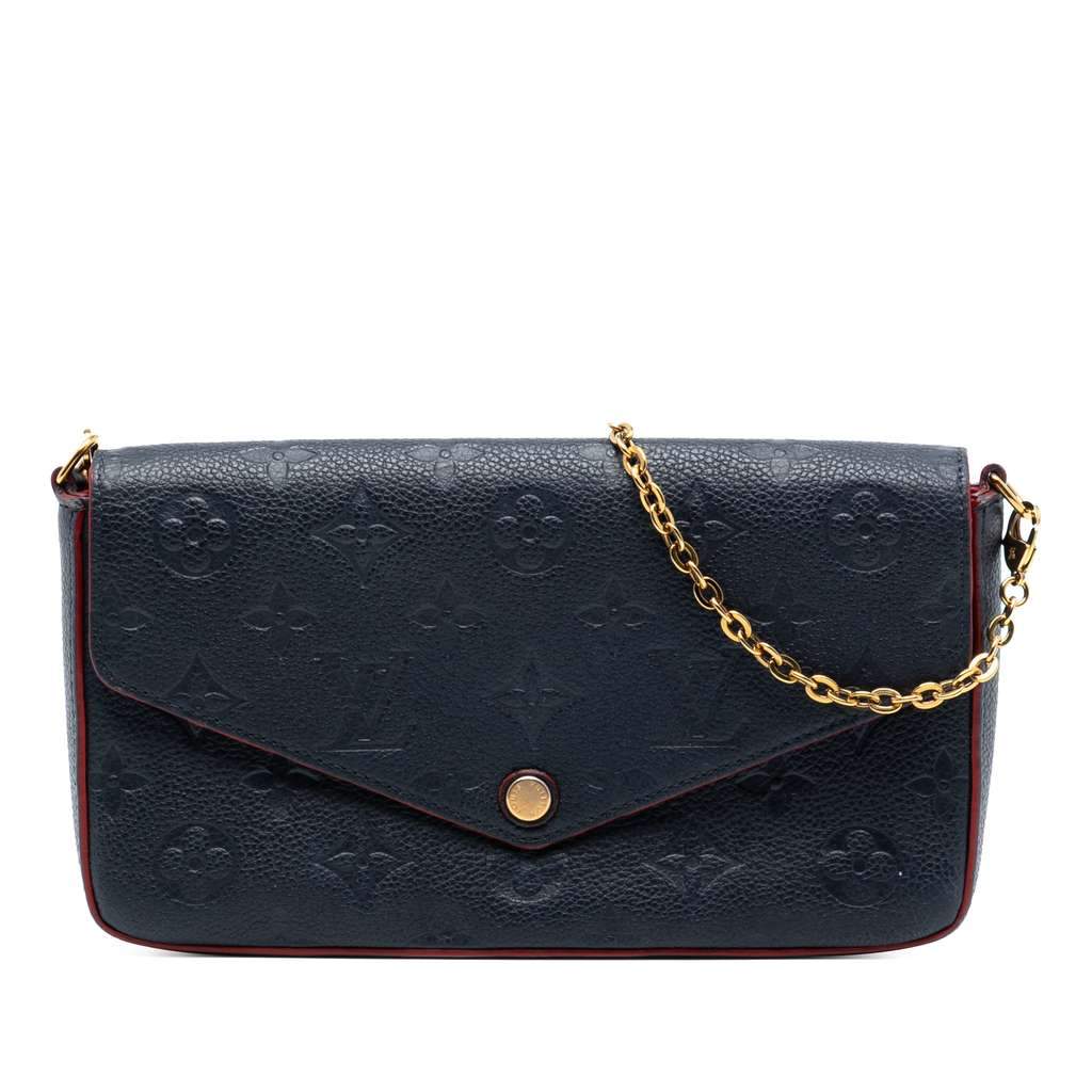 Louis Vuitton Monogram Empreinte Pochette Felicie Blue Leather Good - Front View