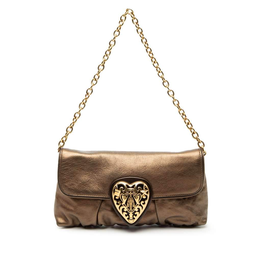Gucci Metallic Calfskin Hysteria Shoulder Bag Brown Leather Very good condition - Front View