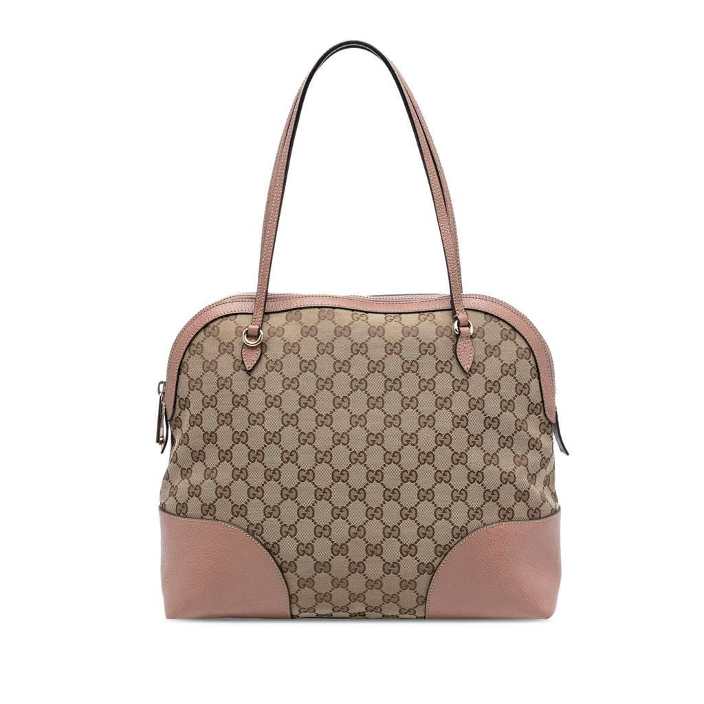 Gucci Medium GG Canvas Bree Dome Tote Brown Canvas Good condition - Front View