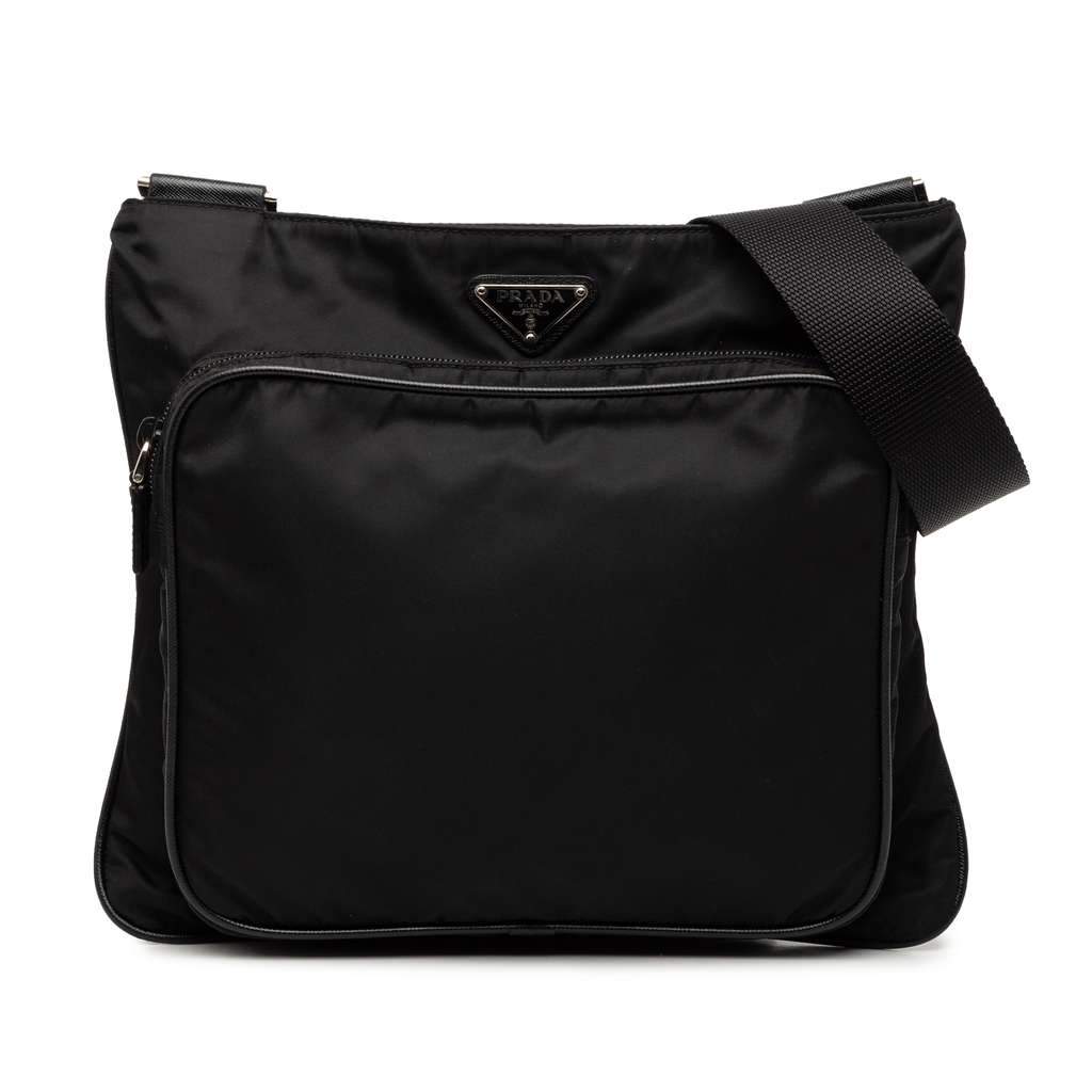 Prada Tessuto Zip Top Crossbody Black Very good - Front View