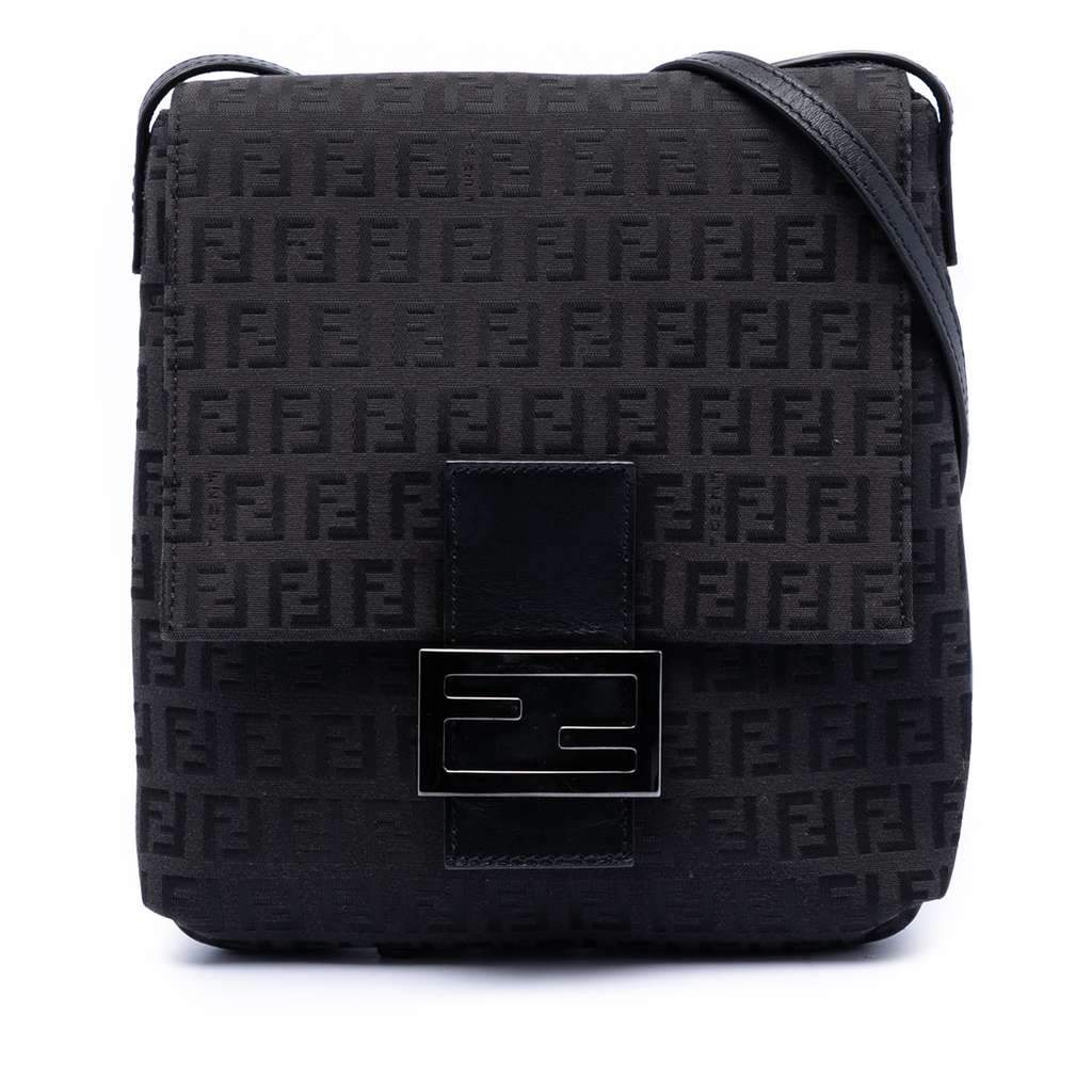 Fendi Zucchino Canvas Crossbody Black Canvas Very good - Front View