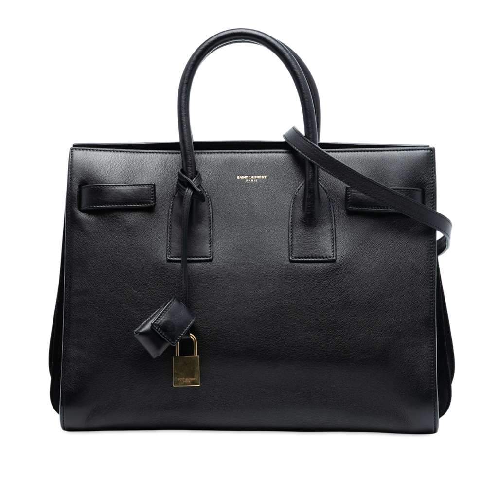 Saint Laurent Small Smooth Leather Sac De Jour Satchel Black Leather Good - Front View