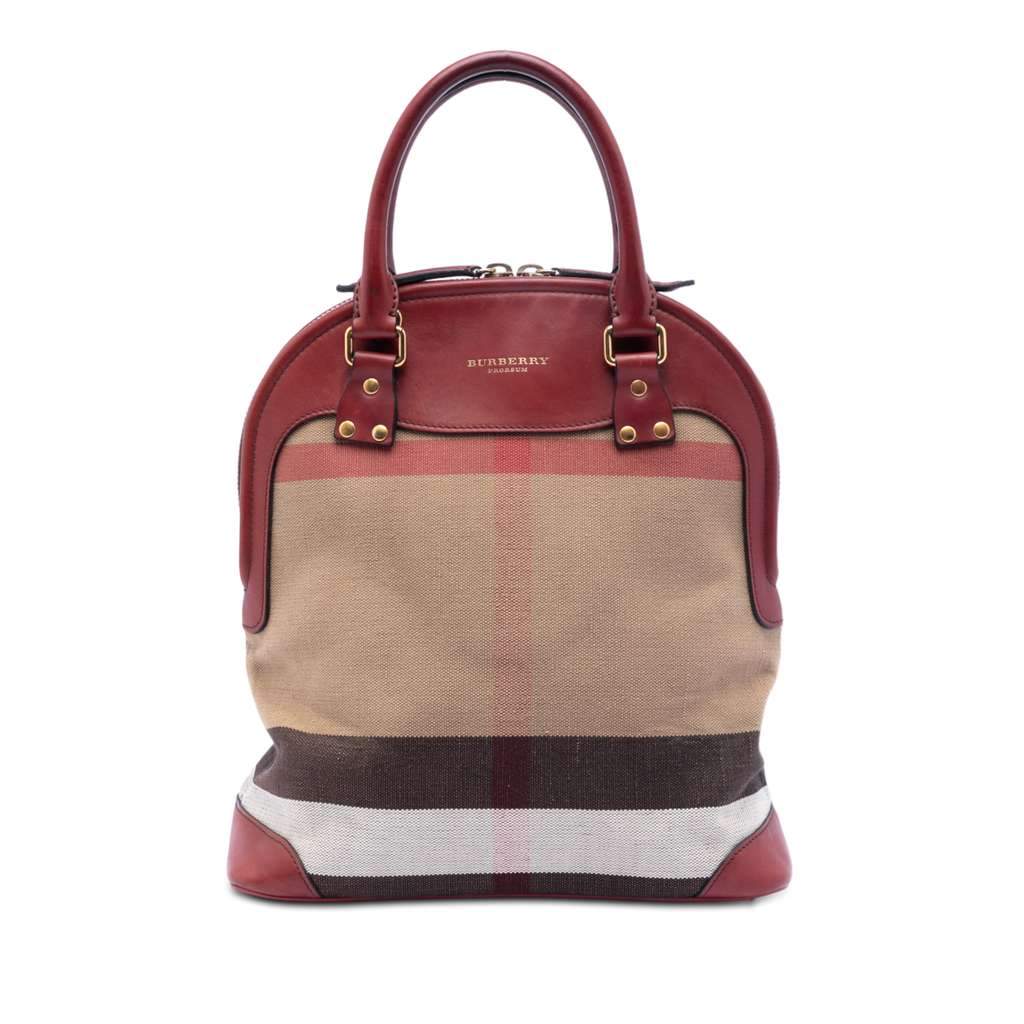Burberry Medium Mega Check Canvas Bloomsbury Saddle Satchel Brown Canvas Very good condition - Front View