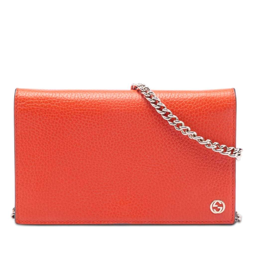 Gucci Leather Betty Wallet on Chain Orange Leather Very good - Front View